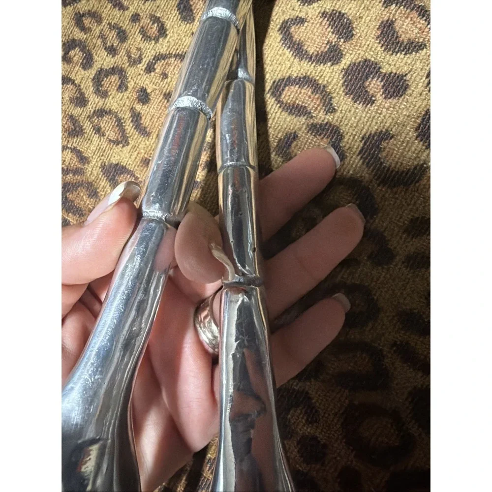 Aluminum/Pewter Seahorse Salad Serving Set Spoon Fork Coastal Nautical VTG